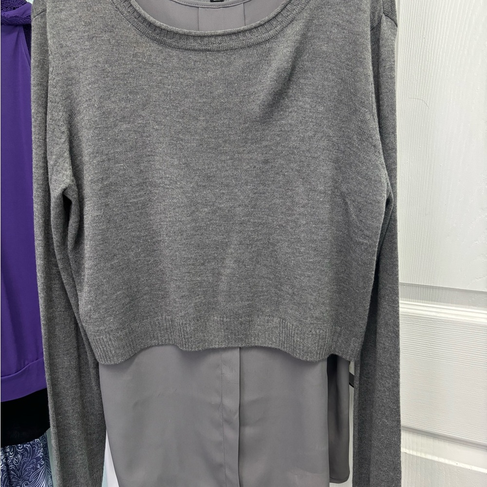 Gray Layered Sweater Top